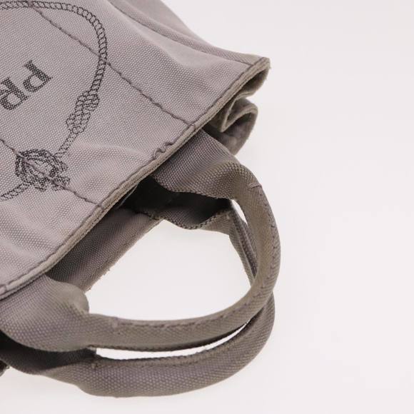 PRADA Canapa PM Hand Bag Canvas Gray Auth 78451 - Picture 7 of 16